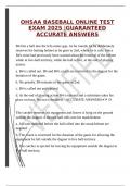 OHSAA BASEBALL ONLINE TEST EXAM 2025 &vert;GUARANTEED ACCURATE ANSWERS