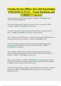 Foreign Service Officer Test &lpar;Job Knowledge&rpar;  UPDATED ACTUAL    Exam Questions and  CORRECT Answers