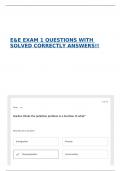 E&E EXAM 1 QUESTIONS WITH SOLVED CORRECTLY ANSWERS&excl;&excl;