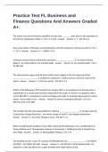 Practice Test FL Business and Finance Questions And Answers Graded A&plus;&period;