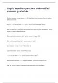 Septic installer questions with verified answers graded A&plus;
