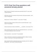 FCTC Final Test Prep questions well answered already passed