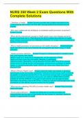 NURS 350 Week 2 Exam Questions With Complete Solutions
