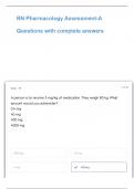 RN Pharmacology Assessment-A Questions with complete answers