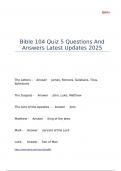 Bible 104 Quiz 5 Questions And Answers Latest Updates 2025