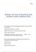 Biology 101 Quiz 9 Questions And Answers Latest Updates 2025