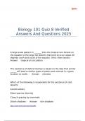 Biology 101 Quiz 8 Verified Answers And Questions 2025