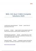 BIOL 101 Quiz 5 With Complete Solutions 2025