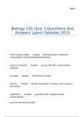 Biology 101 Quiz 2 Questions And Answers Latest Updates 2025