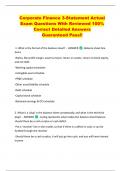 Corporate Finance 3-Statement Actual  Exam Questions With Reviewed 100&percnt;  Correct Detailed Answers   Guaranteed Pass&excl;&excl; 