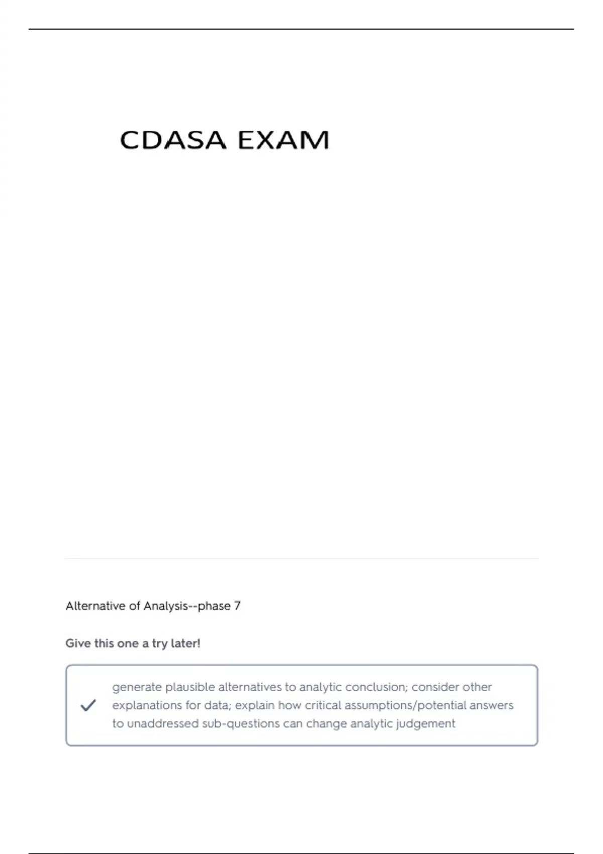 CDASA I- ANALYTIC DESIGN QUESTIONS AND ANSWERS 2025 - CDASA - Stuvia US