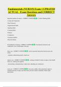Fundamentals &lpar;NUR215&rpar; Exam 1 UPDATED  ACTUAL   Exam Questions and CORRECT  Answers