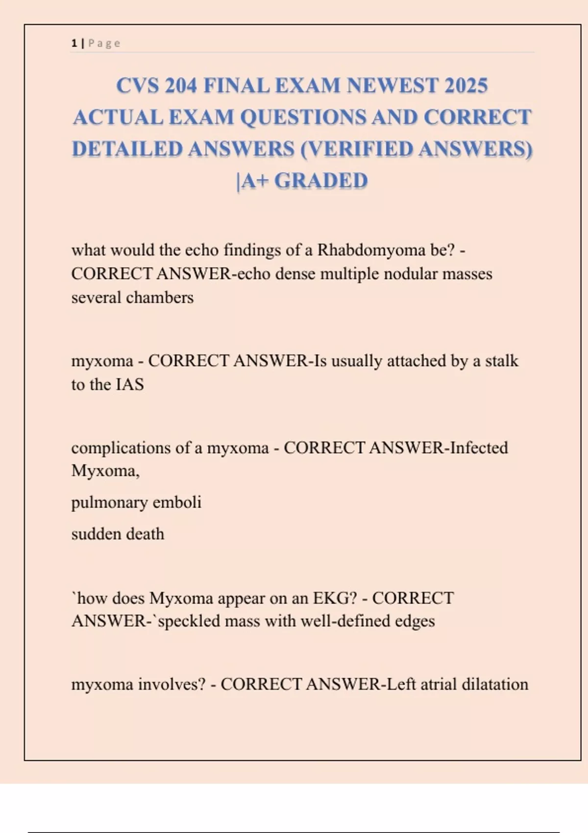 CVS 204 FINAL EXAM NEWEST 2025 ACTUAL EXAM QUESTIONS AND CORRECT ...