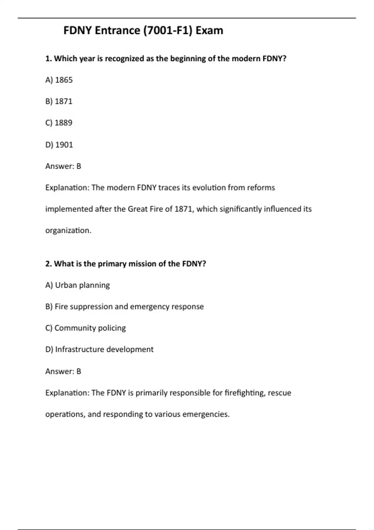 FDNY Entrance (7001-F1) Exam - Computers - Stuvia US
