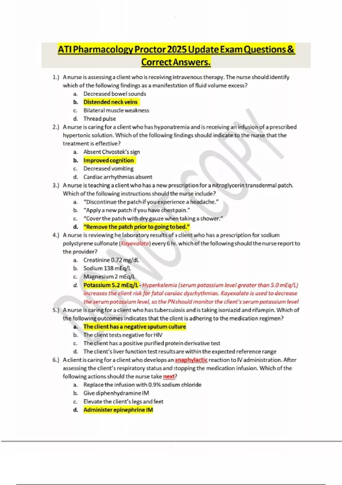 ATI Pharmacology Proctor 2025 Update Exam Questions & Correct Answers ...