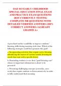 OAE 013 EARLY CHILDHOOD SPECIAL EDUCATION FINAL EXAM AND PRACTICE EXAM QUESTIONS 2025&sol; CURRENTLY TESTING COMPLETE 500 QUESTIONS WITH DETAILED VERIFIED ANSWERS &lpar;100&percnt; CORRECT ANSWERS&rpar; &sol;ALREADY GRADED A&plus;