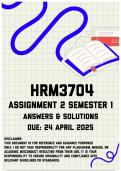 HRM3704 Assignment 2 Semester 1 Memo | Due 24 April 2025