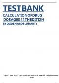 Complete Guide&colon; Test Bank for 'Calculation of Drug Dosages' 11th Edition by Sheila J&period; Ogden & Linda Fluharty - Covering Chapters 1-19&vert; Latest Exam Questions 100&percnt; Correct Answers