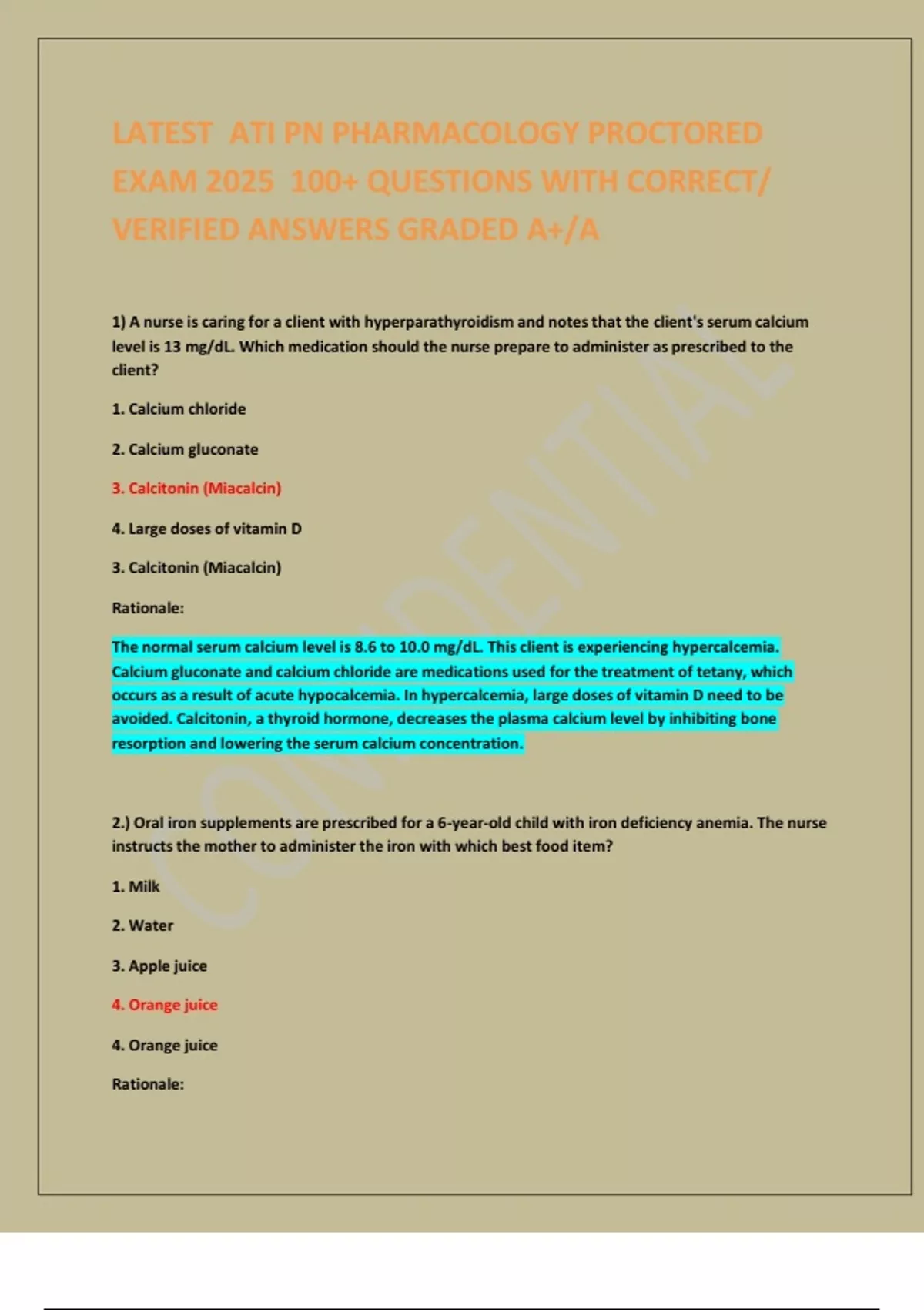 LATEST ATI PN PHARMACOLOGY PROCTORED EXAM 2025 100+ QUESTIONS WITH ...