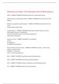 Pharmacy Law Exam 1&vert;191 Questions with Verified Answers&comma;100&percnt; CORRECT