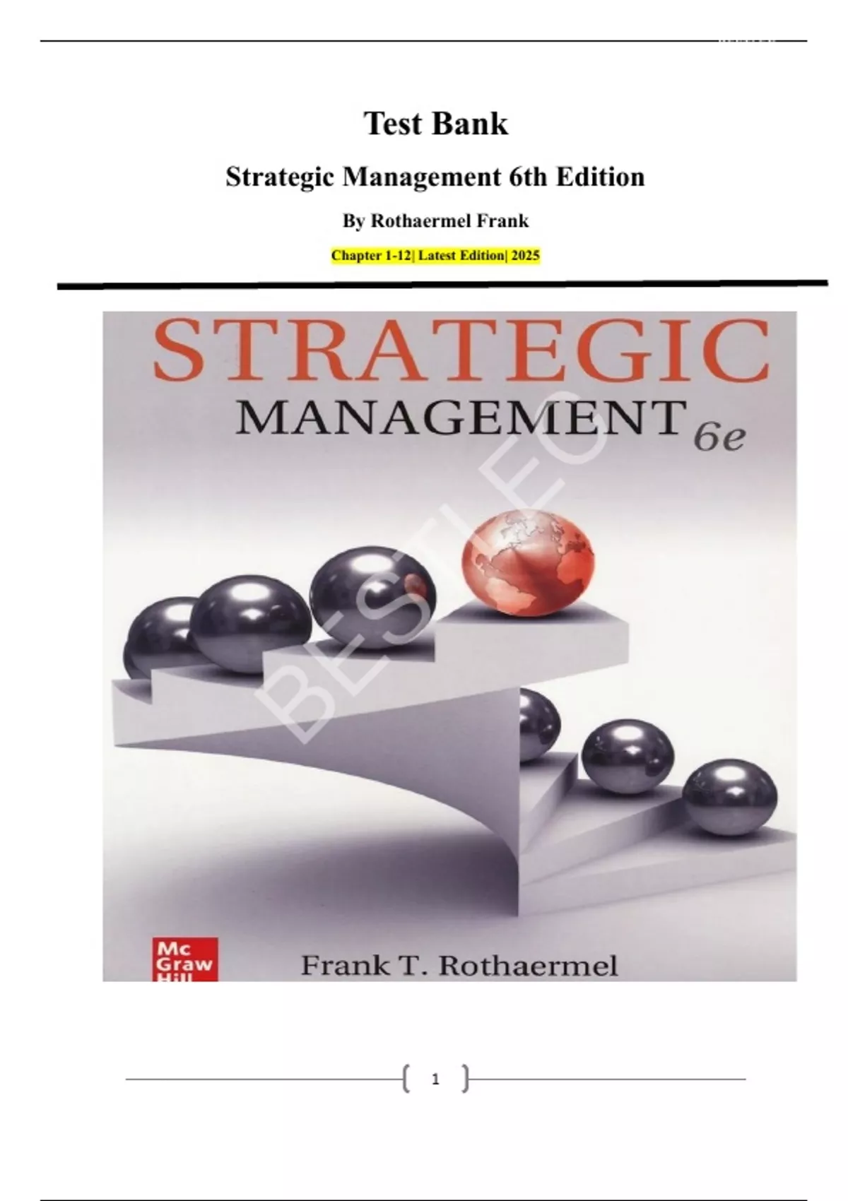 Test Bank Strategic Management 6th Edition By Rothaermel Frank Chapter 1-12| Latest Edition ...