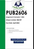 PUB2606 Assignment 2 (QUALITY ANSWERS) Semester 1 2025