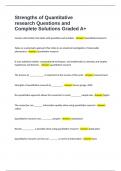 Strengths of Quantitative research Questions and Complete Solutions Graded A&plus;