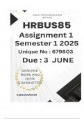 HRBUS85 Assignment 1 &lpar;COMPLETE ANSWERS&rpar; semester 1 2025 &lpar;679803&rpar; - DUE 3 June 2025