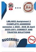 LML4802 Assignment 2 &lpar;COMPLETE ANSWERS&rpar; semester 1 2025 - DUE 29 April 2025&semi;100&percnt; CORRECT AND TRUSTED SOLUTIONS