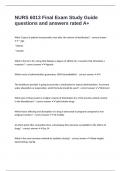 NURS 6013 Final Exam Study Guide questions and answers rated A&plus;