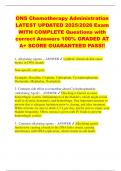 ONS Chemotherapy Administration LATEST UPDATED 2025&sol;2026 Exam WITH COMPLETE Questions with correct Answers 100&percnt; GRADED AT A&plus; SCORE GUARANTEED PASS&excl;&excl;