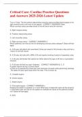 Critical Care&colon; Cardiac Practice Questions and Answers 2025-2026 Latest Update 