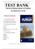 Complete Test Bank for The Art of Being Human&comma; 12th Edition by Richard Paul Janaro&comma; Chapters 1 - 16  Covered &comma;Latest Edition