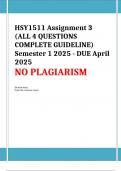 HSY1511 Assignment 3 (COMPLETE GUIDELINE) Semester 1 2025 - DUE April 2025