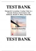 TEST BANK for Managerial Accounting&colon; Creating Value in a Dynamic Business Environment&comma; 11th Edition&comma; by Ronald W Hilton&comma; David Platt &vert; LATEST
