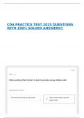 CDA PRACTICE TEST 2025 QUESTIONS WITH 100&percnt; SOLVED ANSWERS&excl;&excl;