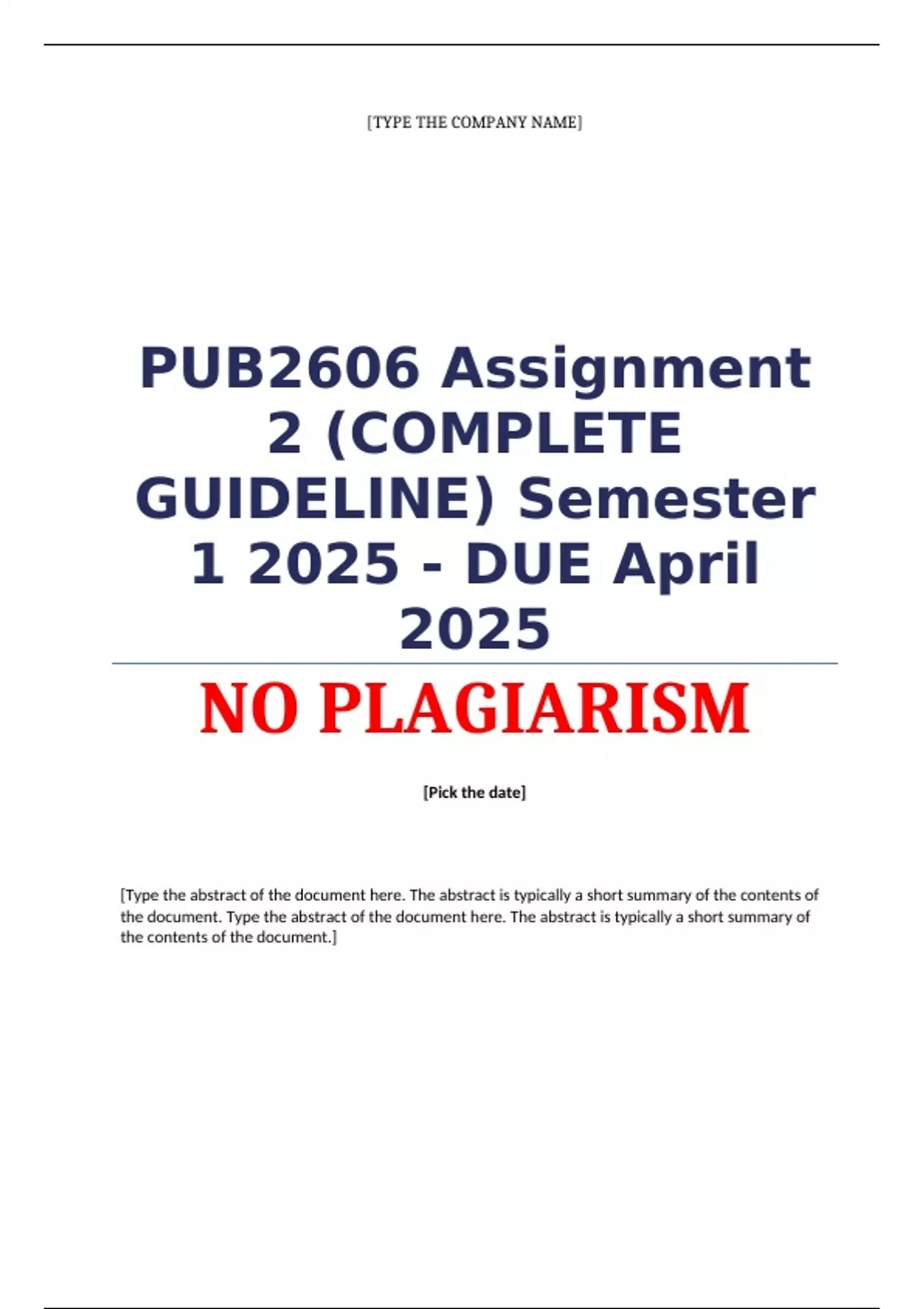 PUB2606 Assignment 2 (COMPLETE GUIDELINE) Semester 1 2025 - DUE April ...