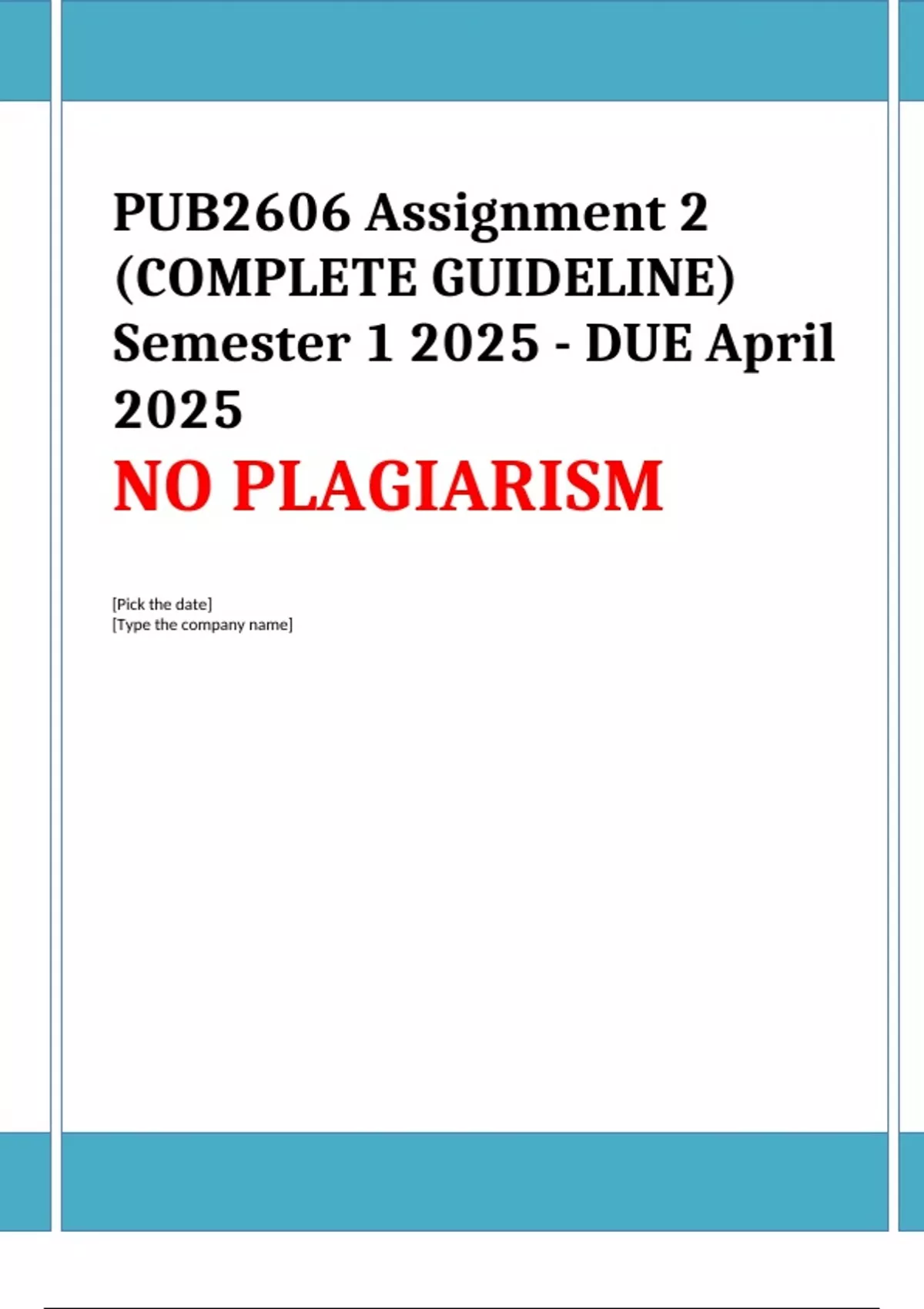 PUB2606 Assignment 2 (COMPLETE GUIDELINE) Semester 1 2025 - DUE April ...
