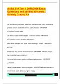 ANSCI 319 EXAM PACKAGE DEAL QUESTIONS AND VERIFIED DETAILED ANSWERS &vert; 100&percnt; GUARANTEED PASS &vert; ALREADY GRADED A&plus;