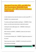 Standard First Aid&comma; CPR&comma; and AED Pre Test Examination 2025&sol;2026 Exam  Questions with 100&percnt; Correct Answers &vert;  Latest Update