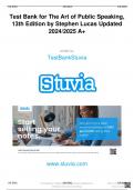 Test Bank for The Art of Public Speaking&comma; 13th Edition by Stephen Lucas Updated 2024&sol;2025 A&plus;
