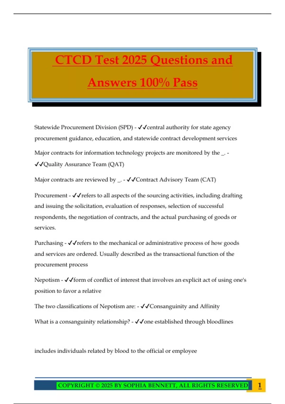 CTCD Test 2025 Questions and Answers 100% Pass - CTCD - Stuvia US