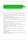 FOUNDATIONS AND ADULT HEALTH NURSING TEST BANK FOR QUESTIONS WITH COMPLETE SOLUTIONS 2025