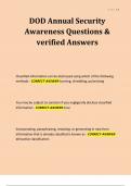 DOD Annual Security Awareness Questions & verified Answers