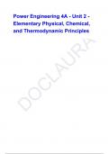 Power Engineering 4A - Unit 2 - Elementary Physical&comma; Chemical&comma; and Thermodynamic Principles