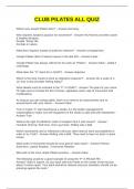 CLUB PILATES ALL QUIZ QUESTIONS AND ANSWERS