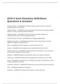 OCR A level Chemistry Definitions Questions & Answers
