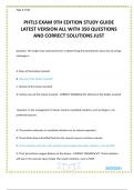 PHTLS EXAM 9TH EDITION STUDY GUIDE LATEST VERSION ALL WITH 350 QUESTIONS AND CORRECT SOLUTIONS JUST 