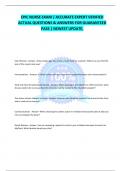 EPIC NURSE EXAM &sol; ACCURATE EXPERT VERIFIED ACTUAL QUESTIONS & ANSWERS FOR GUARANTEED PASS &vert; NEWEST UPDATE&comma;