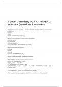 A Level Chemistry OCR A - PAPER 2 incorrect Questions & Answers
